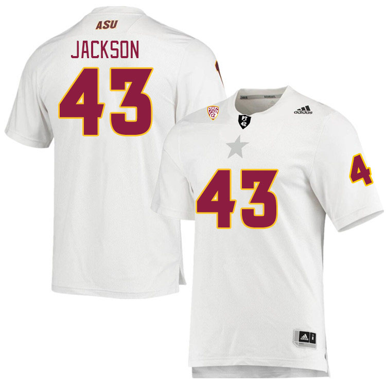 Men #43 Krew Jackson Arizona State Sun Devils College Football Jerseys Stitched Sale-White - Click Image to Close